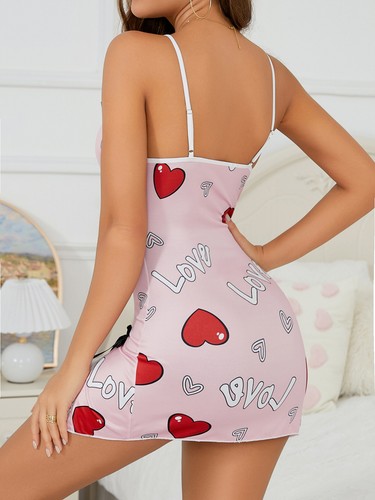Women's Sexy Nightwear Sleepwear Spaghetti Strap Chemise Deep V Slip Mini Dress - Picture 28 of 36