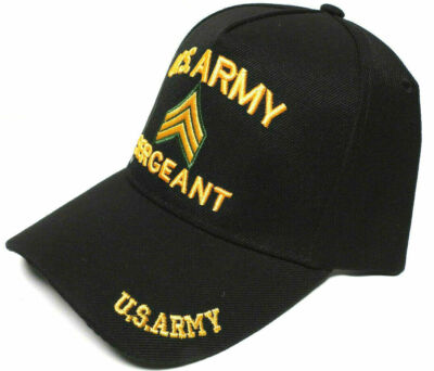 Army Sergeant Hat, Black Baseball Cap Army, Military E5 Rank