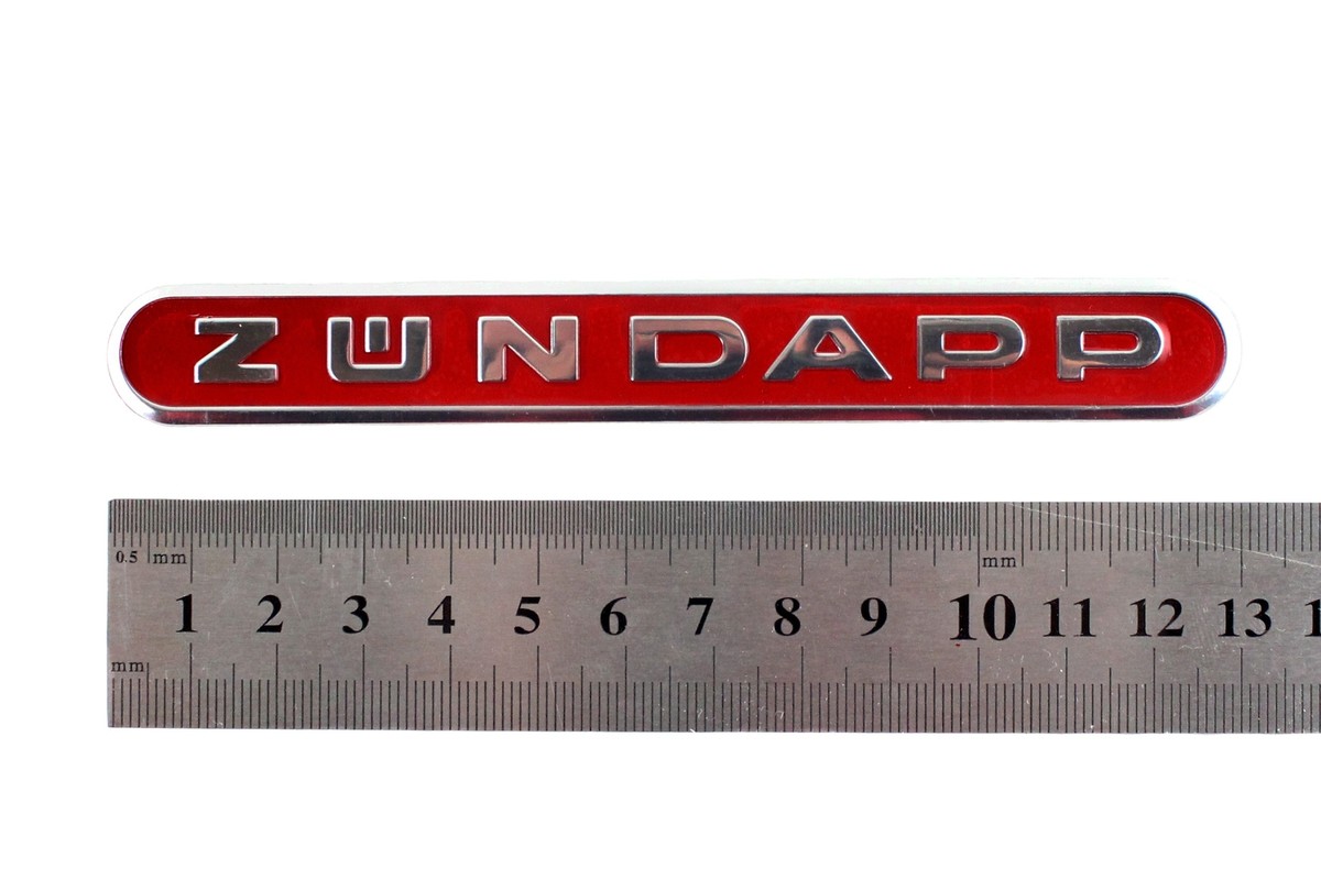 2x Zündapp Tankaufkleber - Rot-Silber 130mm, Selbstklebend Originalgetreu