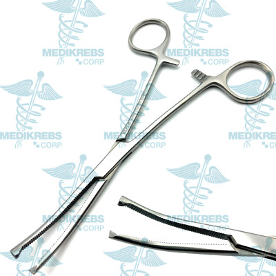 Kocher Haemostatic Forceps Curved Serrated Jaws 1 x 2 Teeth 4 1/2'' - 12 cm