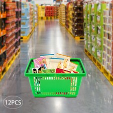 12PCS 18L Mesh Shopping Baskets with Handles Plastic Shopping Basket Portable