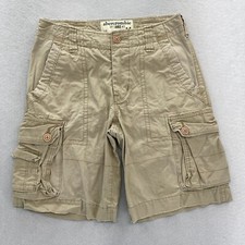 Vintage Abercrombie  Fitch Cargo Shorts Boys 14 Beige Distressed Y2K Grunge