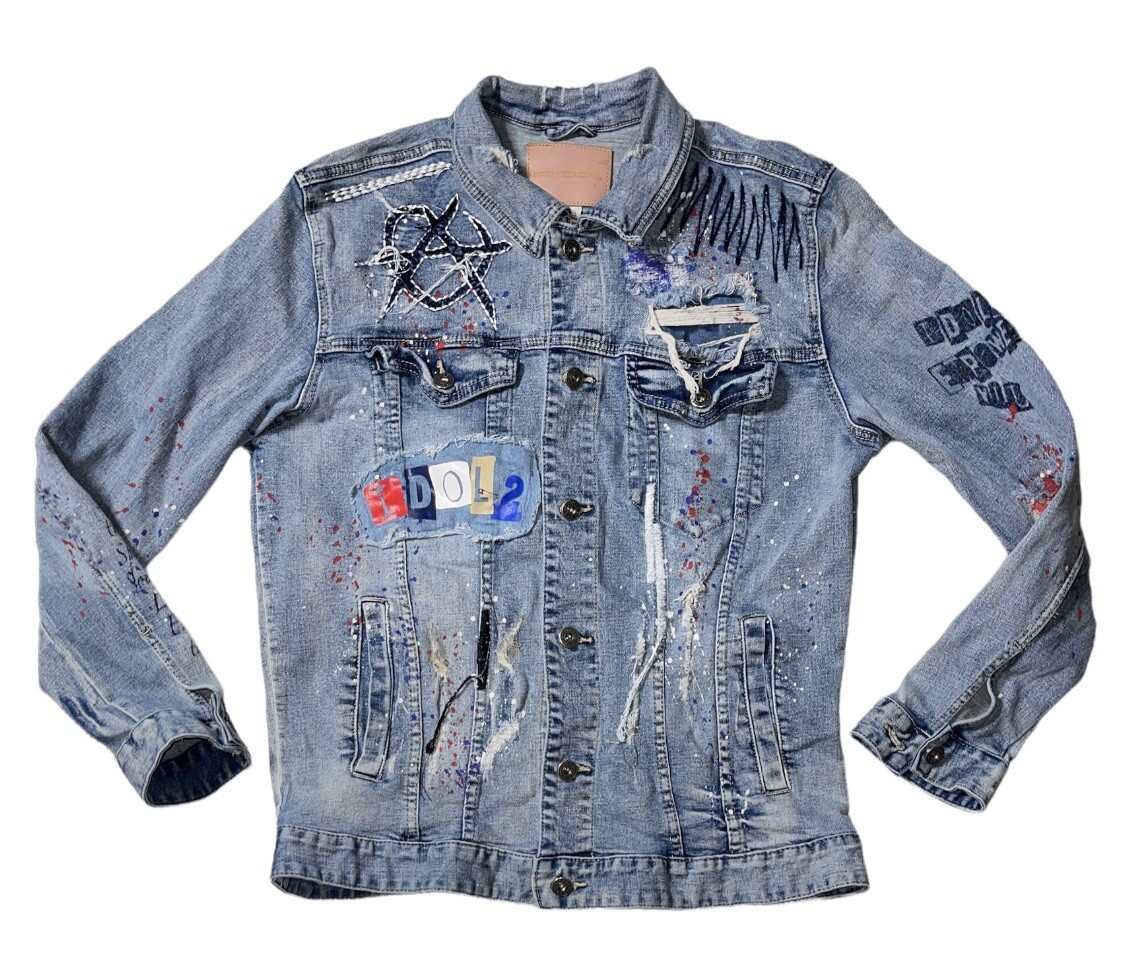 US古着　スモークライズ SmokeRise デニムジャケット Preowned- Smoke Rise Anarchy Distressed Denim Jacket Mens