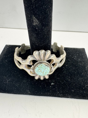 Pulsera brazalete turquesa F.L. BEGAY Vintage Firmado Navajo Plata de Ley 35 grm - Imagen 7 de 9