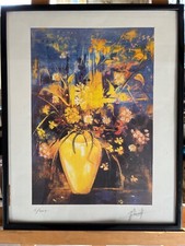 Signed and Numbered Lithograph - Bouquet of Flowers in a Yellow Vase