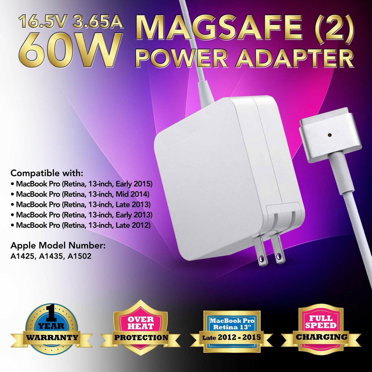 Laptop Adapter Macbook Pro 2013 Magsafe Charger 60W AC Charger