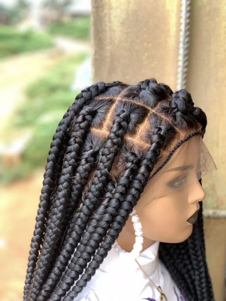 Knotless Braids, Full Lace Wig, Synthetic Hair, Braided Wig For