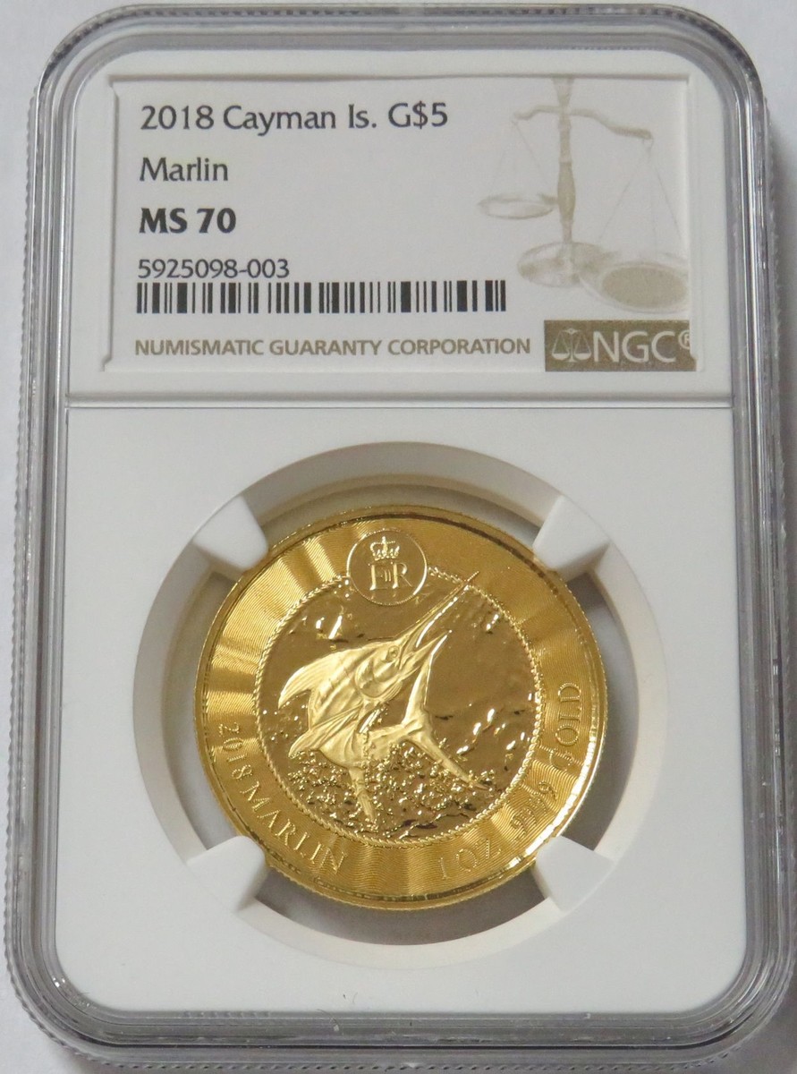 2018 GOLD CAYMAN ISLANDS 1oz MARLIN $5 COIN NGC MINT STATE 70 | eBay