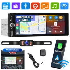 Single Din Android 13 Auto Touch Screen Car Stereo Radio GPS WIFI Apple Carplay