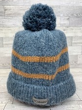 Columbia Beanie Knit Winter Hat Toboggan Ski Cap Blue Pom Warm Soft Fleece Lined