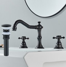 ORB Widespread Waterfall 3-hole Bathroom Sink Faucet with 2-Handle Drain