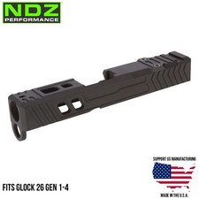 NDZ Glock 26 Gen 1-4 Slide Stainless Steel RMR Cut Cerakote Armor Black TROI
