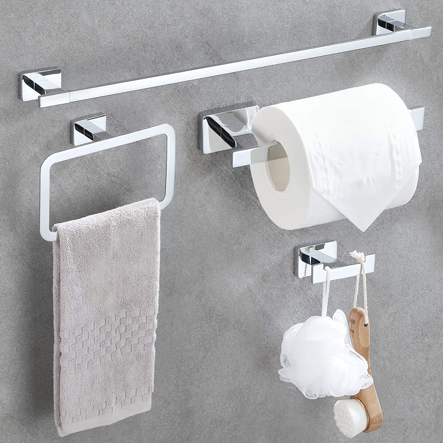 4 Pezzi Portasciugamani Set Di Accessori Da Bagno, Porta Salviette 40CM Acciaio
