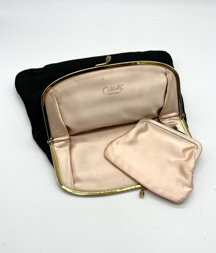 Vintage Coblentz Clutch Purse Bag Black Folding Gold Clasp *READ*