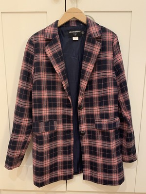 checked longline blazer
