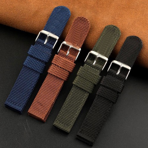 18/20/22mm Woven Nylon Canvas Sport Wrist Watch Band Strap with Metal Buckle CA - Zdjęcie 9 z 20