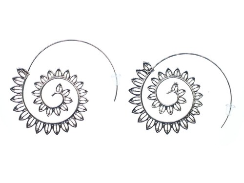 Silver Plated Hoop Earrings Miniblings Round Creoles Flower Lotus Flower - Picture 5 of 5