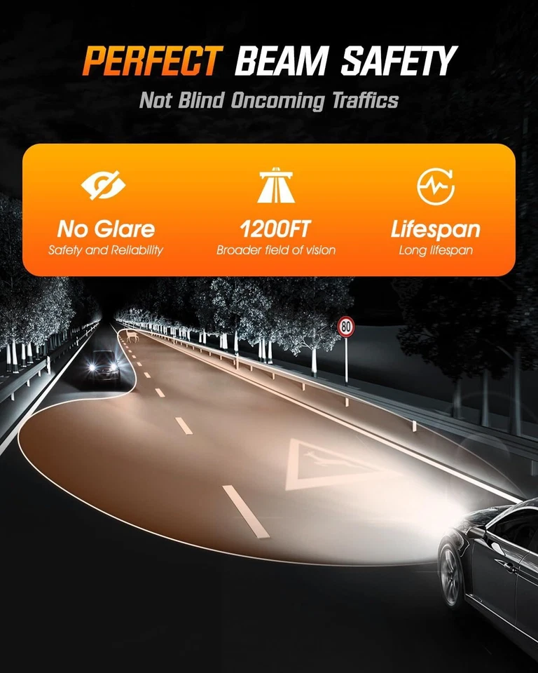 Paquete de 4 bombillas LED Nighthye 9005/HB3 y 9006/HB4 100w 24000LM 6500K blancas Foto 3 de 4