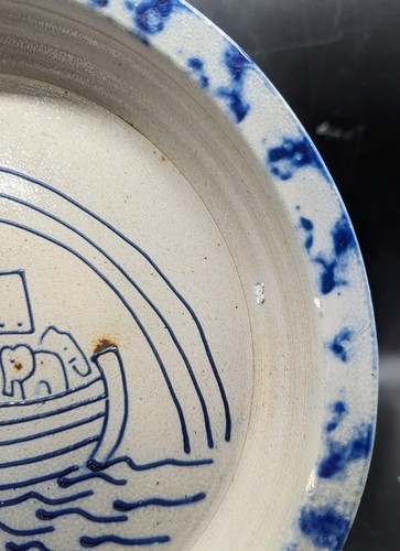 Vintage Eldreth Keramik Salz glasiert Weihnachten Kuchenplatte 1993 Arche Noah 11" - Bild 5 von 8