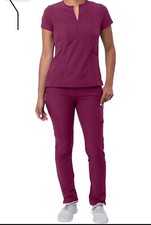Adar Addition Go-Higher Scrub Set for Women - Notched V-Neck Scrub Top  Skinny