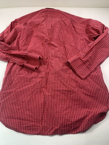 Thomas Pink Shirt Mens Large Red Striped Long Sleeve Casual Button Up - Picture 10 of 13