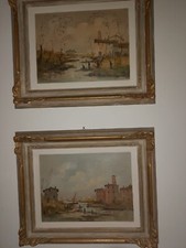 Lucio Cargnel coppia quadri originali 1947 con cornice originale Marconi Anni 40