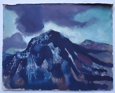 Gemälde Aquarell Tusche Landschaft Berg Gebirge Gerda Henning Nachlass