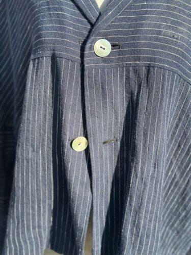 Oska Navy Blue Pinstripe Linen Blend Lagenlook Jacket Labelled Oska Size 3 - Picture 5 of 18