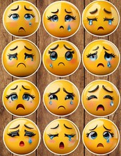 Sad Emoji Vinyl Die Cut Stickers Set Scrapbooking Laptop Waterbottle