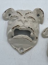 2 Cast Iron Bulldog Terrier Dog Face Bottle Opener