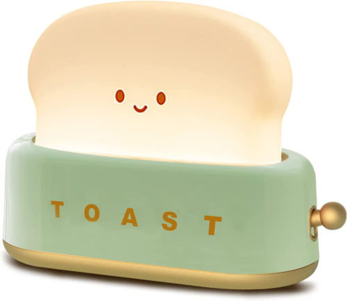 QANYI Desk Decor Toaster Lamp, Rechargeable Small Lamp with Smile Face Toast Bre - Picture 1 of 8