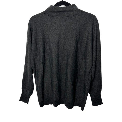 Chicos Mock Neck Knit Sweater Size L 2 Gray Black Silver Turtle Neck Long Sleeve - Picture 2 of 9