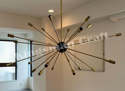 1950s Deign Huge Chandelier Polish Brass Sputnik Light Beautiful Piece Of Art