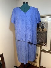Lady Dorby light blue short sleeve pull over midi tiered dress Size 22W