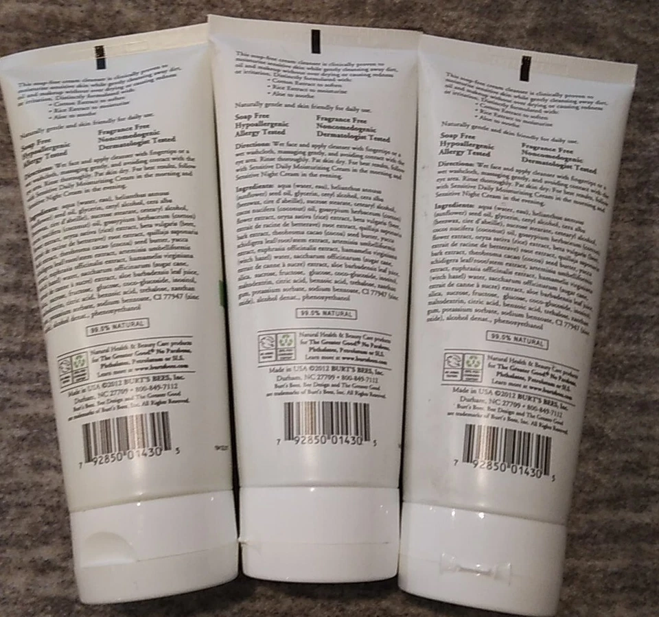 3 Pack Burt's Bees Sensitive Facial Cleanser, With Cotten Extract 6oz  Foto 2 de 4