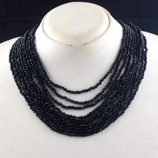 10 Strand Amazing Cut Black Spinel 389. Cts Beaded Beautiful Necklace VK 22 E654