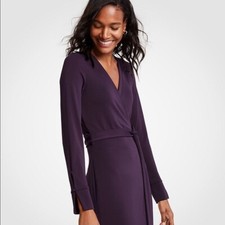 Ann Taylor Size 10P Purple Belted Wrap Dress (U427)