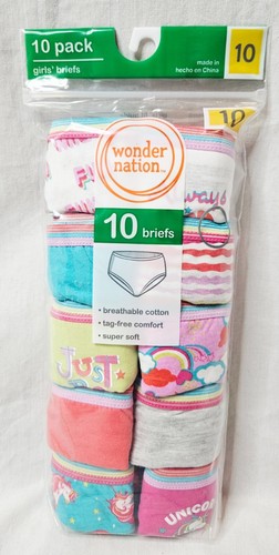 Wonder Nation Girls Brief Panties 10 Pack Assorted Color Szs 12 12 plus 14 16 18 - Picture 8 of 19