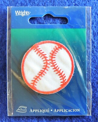 1pc Baseball Iron-On Patch Applique Wrights Sports Ball 1-1/2'' Polyester & Rayon