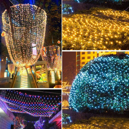 Solar LED String Fairy Net Lights Curtain Mesh Christmas Party Garden Outdoor AU - Picture 11 of 22