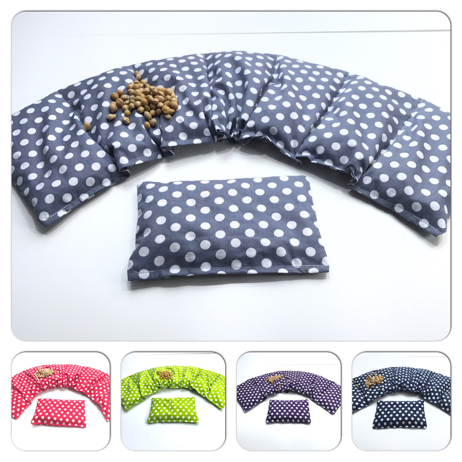 2 er SET PUNKTE DESIGN 66 x 17 cm Dinkelkissen XXL Weizenkissen