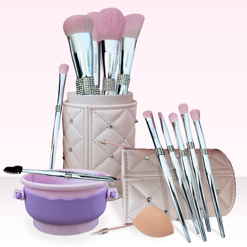 Vegan Makeup Brush Set with Travel Case & Cleaning Mat - 第 19/39 張圖片