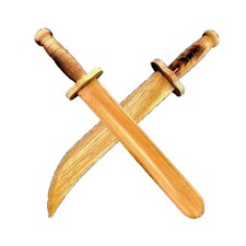 A Set of Two Hand-Made Lightweight Wooden Swords and Wooden Knives