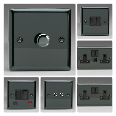 Varilight Classic Iridium Black XIB Lichtschalter Steckdose Dimmer Kipp Herd TV