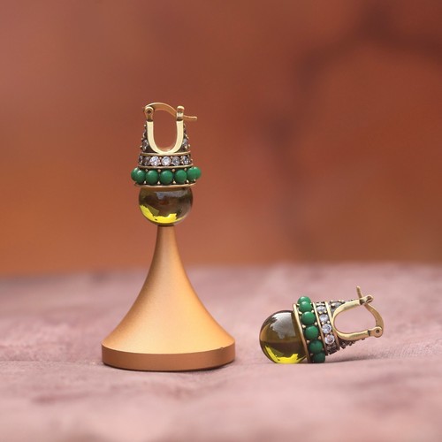 Ohrringe Schläfer Golden Mini Perle Türkis Weiß Retro Vintage QD1
