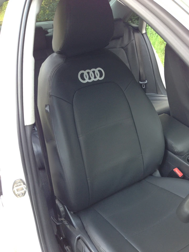 FUNDAS DE ASIENTO DE COCHE AUDI A4 B8 NEGRAS de cuero sintético hechas a medida de alta calidad - hechas en el Reino Unido Foto 2 de 4