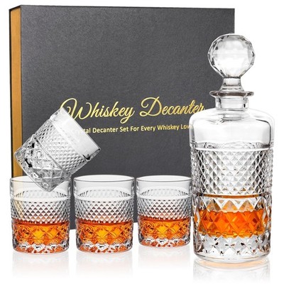 27oz Whiskey Decanter Set in Gift Box, Crystal Whiskey Decanter Sets for Men,...