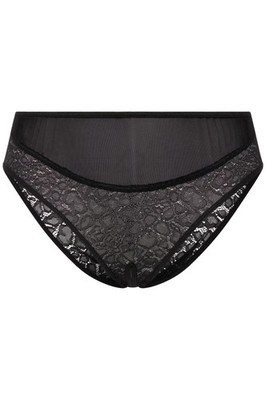 Ulla Popken große Größen String 46+ schwarz Hipster Leo Spitze und Mesh