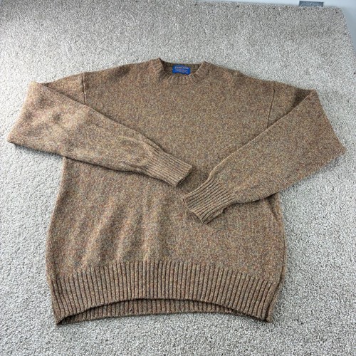 Pendleton Mens XL 100% Shetland Wool Crew Neck Sweater Knit Brown Multicolor USA - Picture 6 of 10