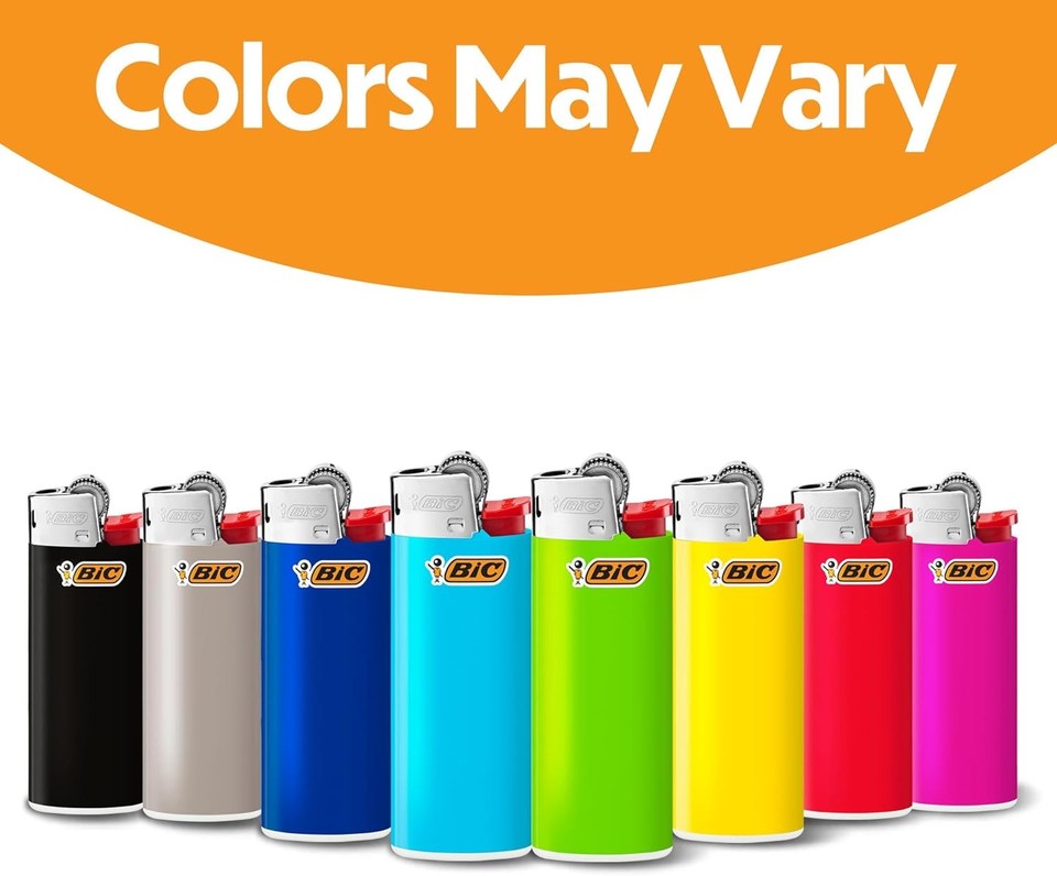 BIC Mini Pocket Lighters, Assorted Bright Colors, 50-Count Tray, Safe ...